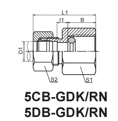 DIN 2353-(5CB-GDK)Straight Connector: Metric Compression Fitting to BSP Pressure Gauge Connector with DKI Sealing Ring