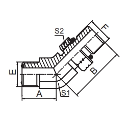 1FO4-OG SAE J1453 45° ELBOW ORFS MALE O-RING/SAE O-RING BOSS S-SERIES ISO 11926-2