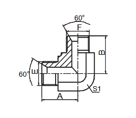 1B9 90° ELBOW BSP MALE 60° SEAT
