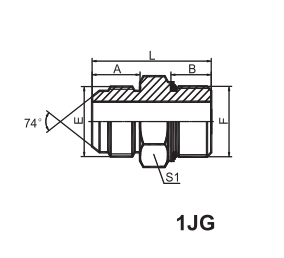 SAE J514 /JIC MALE 74° CONE / BSP MALE O-RING 1JG-L