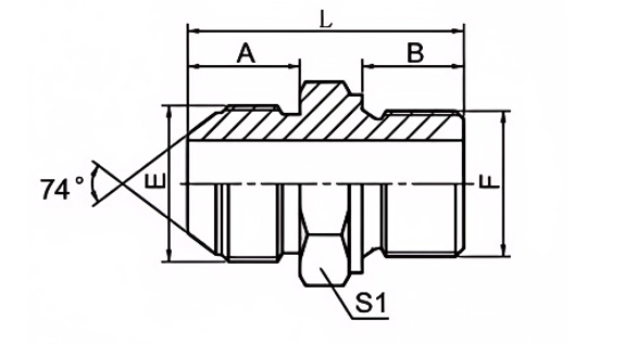 SAE J514 /JIC MALE 74° CONE / METRIC MALE 1JL