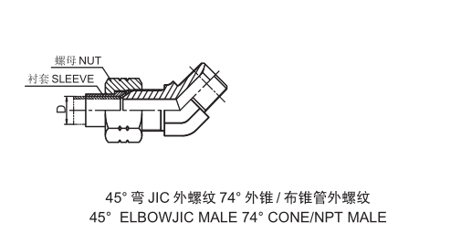 JIC Fittings SAE J514 /JIC MALE 74° CONE/NPT MALE -1JN4