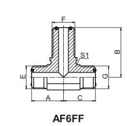 AF6FF(LN) SAE J1453ORFS MALE O-RING BULKHEAD BRANCH TEE