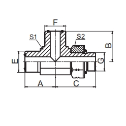 AFFO-OG SAE J1453 ORFS MALE O-RING / SAE O-RING BOSS SSERIES ISO 11926-2 RUN TEE