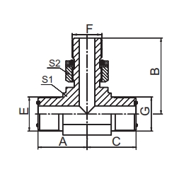 AFGF-OG SAE J1453 ORFS MALE O-RING / BSP MALE O-RING	BRANCH TEE