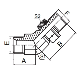 1BG4-OG 45° ELBOW BSP MALE 60° SEAT / BSP MALE O-RING