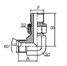 1BG9-OG 90° ELBOW BSP MALE 60° SEAT / BSP MALE O-RING