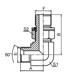 1BH9-OG 90° ELBOW BSP MALE 60° SEAT / METRIC MALE L-SERIES ISO 6149-3
