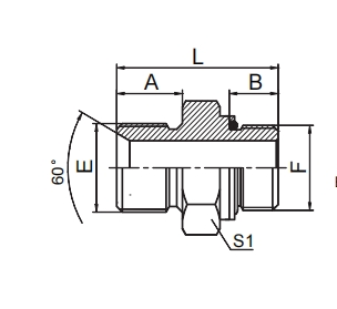 1BH BSP MALE DOUBLE USE FOR 60。CONE SEAT OR BONDED SEAL / METRIC MALE L-SERIES ISO 6149-3