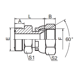 2FK ORFS MALE/JIS METRIC FEMALE