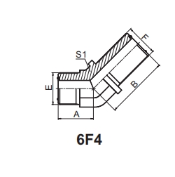 6F4(LN)ORFS 45° ELBOW ORFS MALE O-RING BULKHEAD