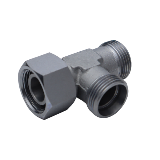 DIN 2353-(CC-RN) Swivel Nut Run Tee EO 24° Cone End / EO 24° DKO Swivel