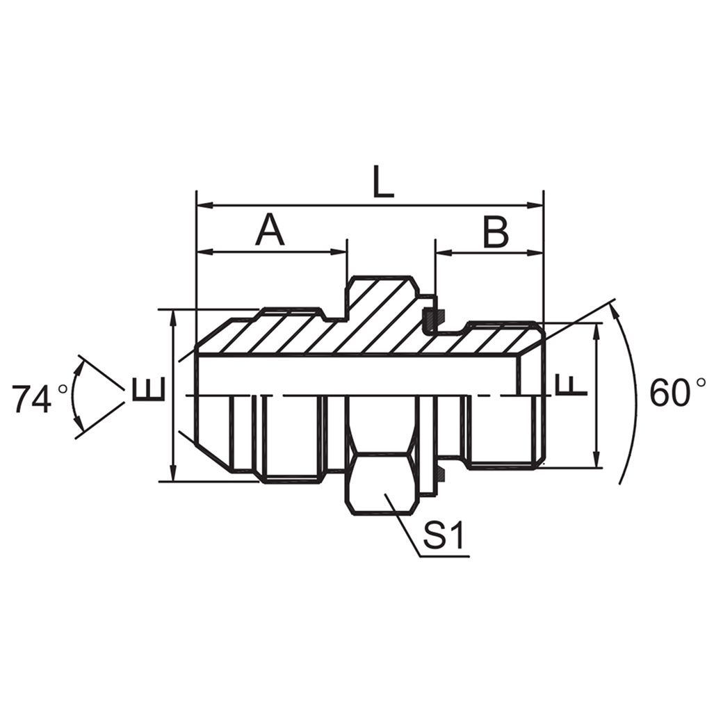 SAE J514 /JIC MALE 74° CONE / METRIC MALE 1JM-WD