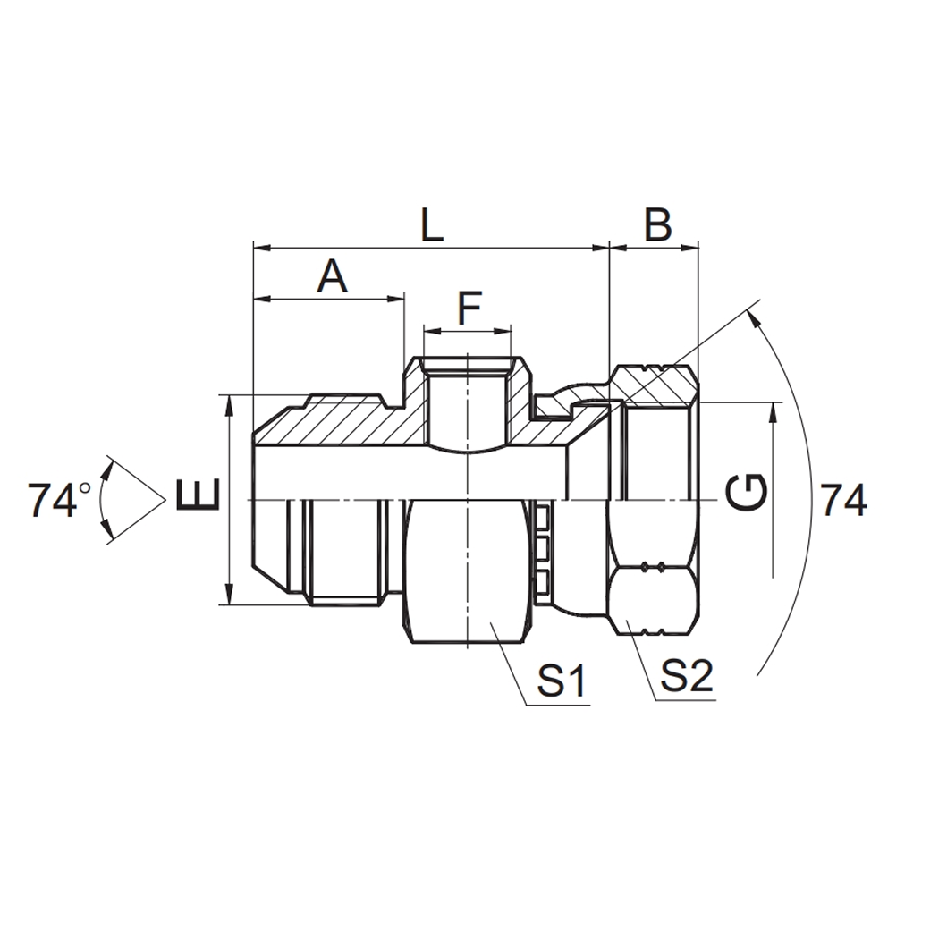 JIC Fittings SAE J514 JJIC Male/BSPP Female/JIC Female -2J-10(G1/4)