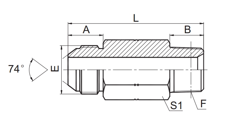 SAE J514 /JIC MALE 74° CONE /NPT MALE  LONG 1JN-LL