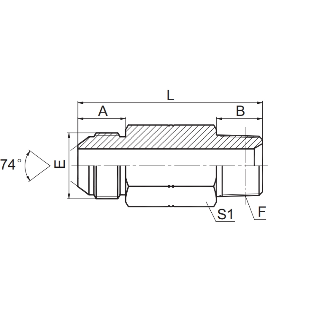 SAE J514 /JIC MALE 74° CONE /NPT MALE  LONG 1JN-L