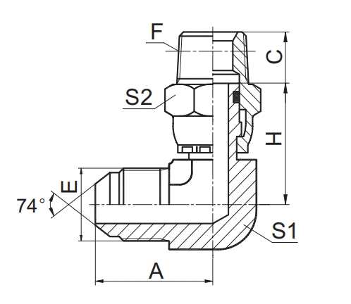  JIC Fittings SAE J514 90° ELBOW JIC MALE 74° CONE-1JN9SW