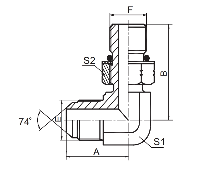  JIC Fittings SAE J514 90° ELBOW JIC MALE 74° CONE-1JO9-OG