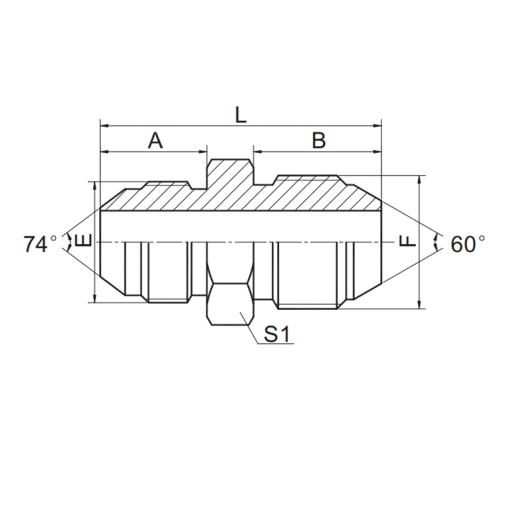 SAE J514 /JIC MALE 74° CONE / JIS GAS MALE 1JS