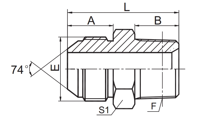 SAE J514 /JIC MALE 74° CONE / BSPT MALE 1JT-SP