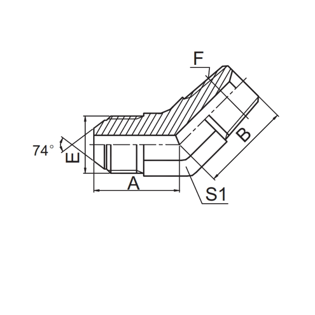  JIC Fittings SAE J514 /45° ELBOW JIC MALE 74° CONE / BSPT MALE  1JT4