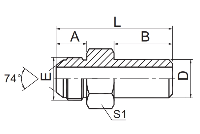SAE J514 /JIC MALE 74° CONE /BUTT-WELD TUBE- 1JW