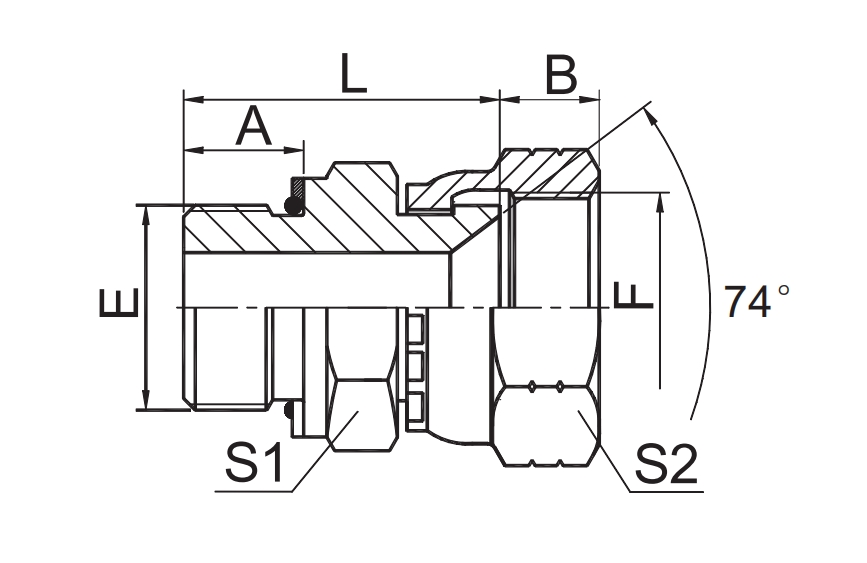  JIC Fittings SAE J514 /BSP MALE O-RING/JIC FEMALE 74° SEAT 2GJ
