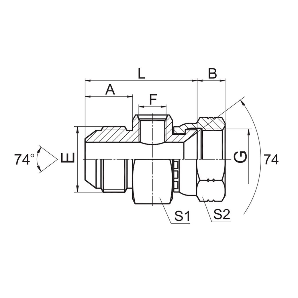  JIC Fittings SAE J514 JIC MALE/METRIC FEMALE/JIC FEMALE -2J-10(M10X1)