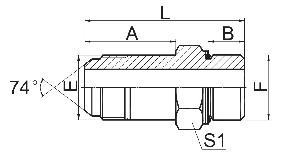 SAE J514 /JIC MALE 74° CONE / BSP MALE O-RING 1JG-L